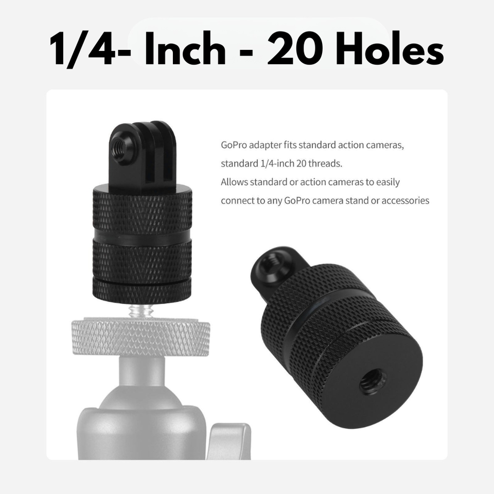 Aluminum 1/4" Tripod Adapter Mount for GoPro