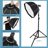 Speedlite softbox with silver interior for balanced light output