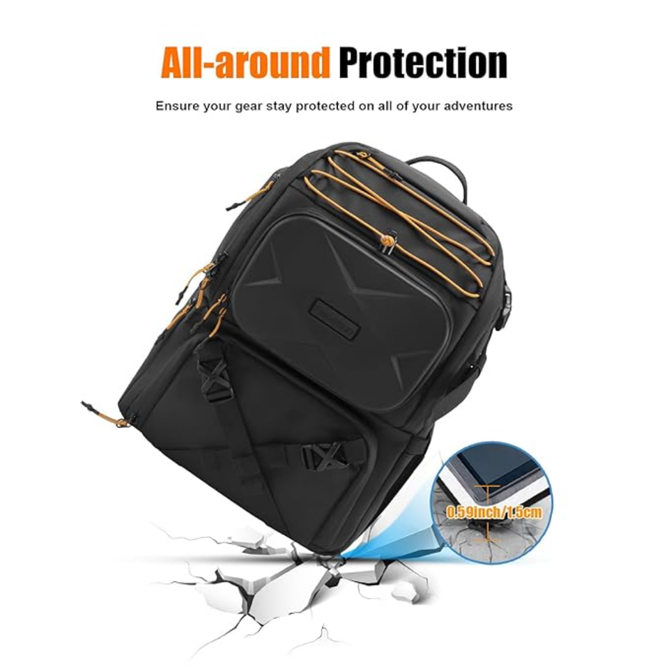 Waterproof PU leather camera backpack with soft velvet lining