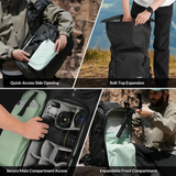 Waterproof camera backpack with rain cover and anti-theft zippers