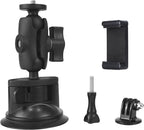 Car Suction Mount, GoPro Insta360 DJI Action Camera Phone Holder, 360 Rotatable, Heavy Duty, Windshield