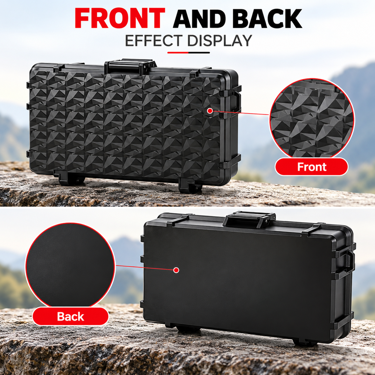 Hard protective storage case with carabiner clip