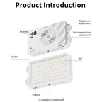 Dimmable LED camera video light for studio, travel and content creators