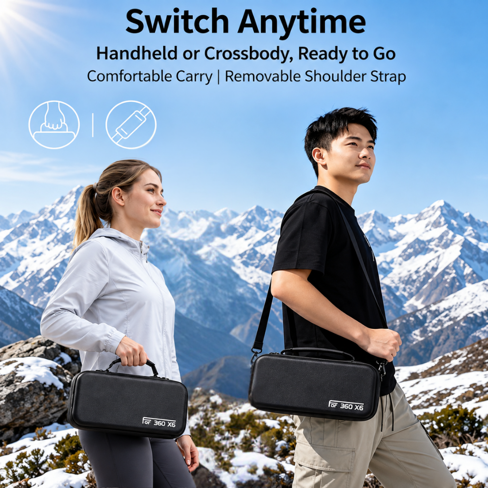 Carrying Case for Insta360 X6 camera battery and selfie stick
