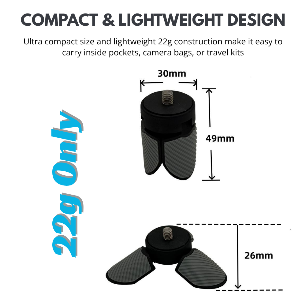 Mini Desktop Tripod with anti-slip grip texture