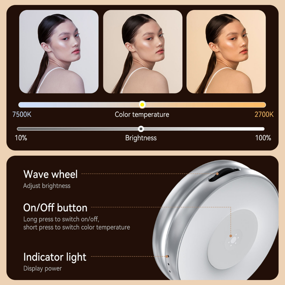 Compact magnetic selfie light for creators and content recording