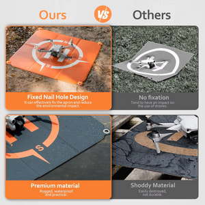 Drone landing pad kit with carry bag and ground nail accessories
