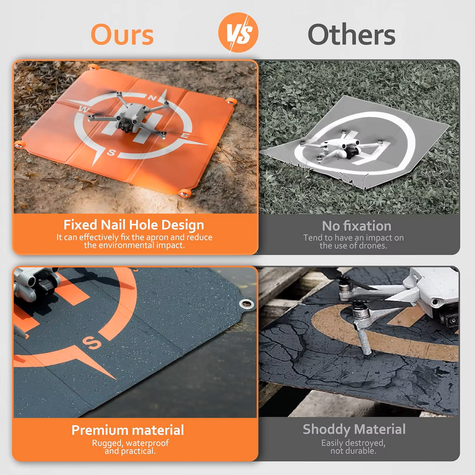 Drone landing pad kit with carry bag and ground nail accessories