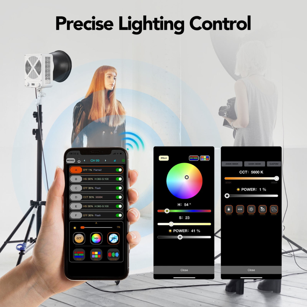 Studio lighting setup with COB LED for personal and professional use