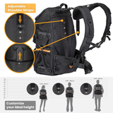 travel and hiking camera backpack with multiple storage pouches