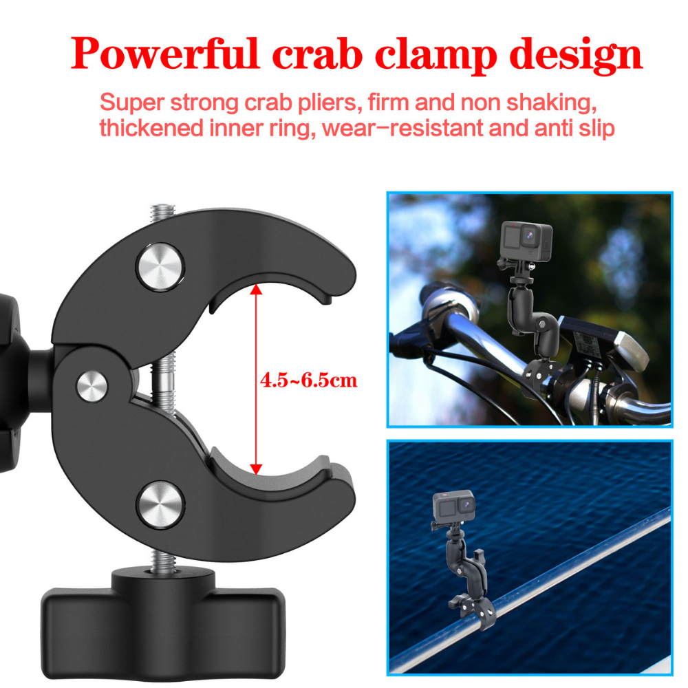 Adjustable dual ball head mount for stable action camera shots