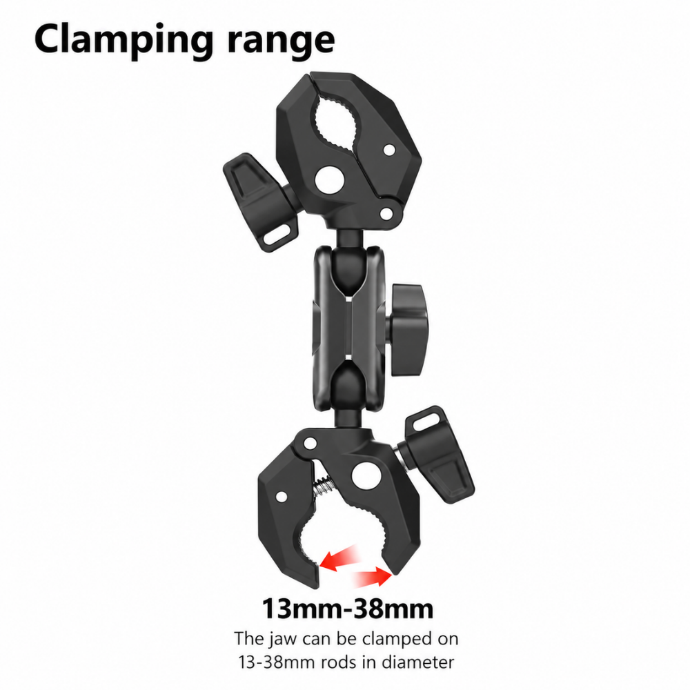 Dual Ball Head Clamp Mount | 360° Bike & Motorcycle Handlebar