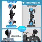 action camera mount, bike camera mount, handlebar camera mount, aluminium clamp mount, motorcycle camera mount, go pro handlebar mount, double clamp mount, double clamp bike mount, double clamp full aluminium mount