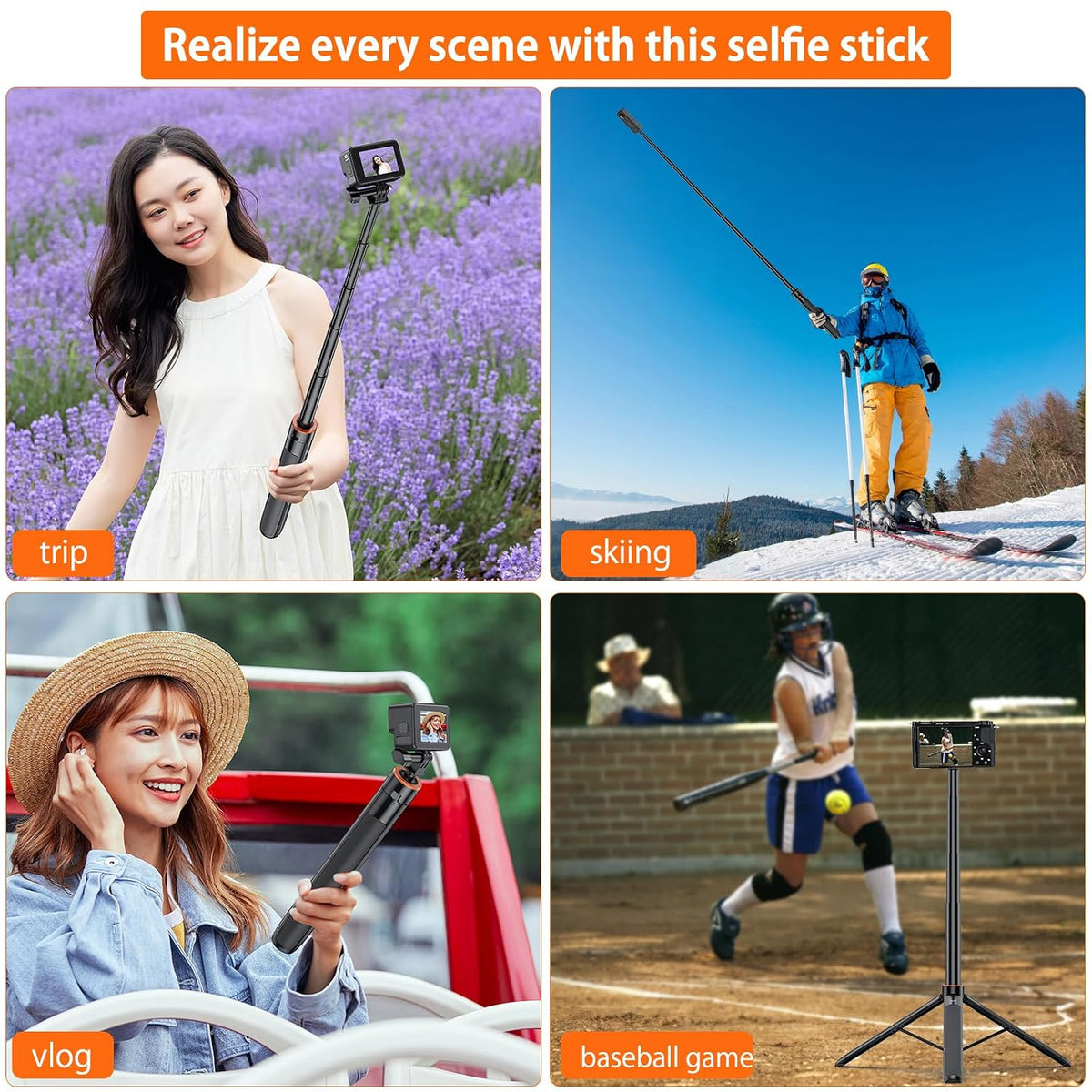 Selfie Stick Tripod for Insta360 X6 X5 X4 X3