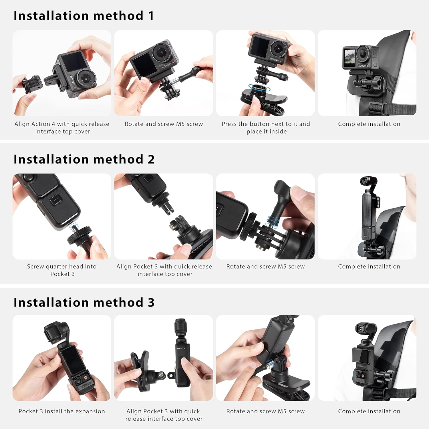 STARTRC 360° Rotation Backpack Clip Mount for DJI OSMO Pocket 3