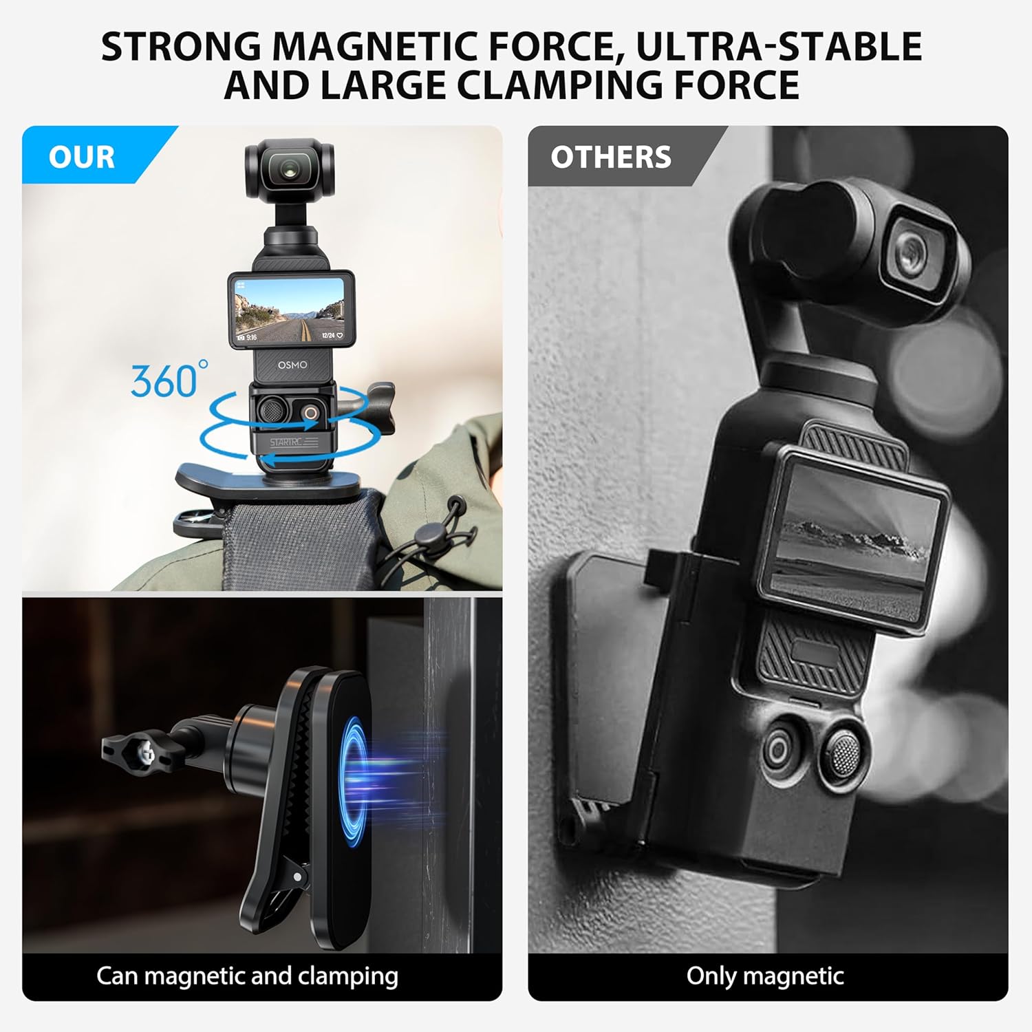 STARTRC 360° Rotation Backpack Clip Mount for DJI OSMO Pocket 3