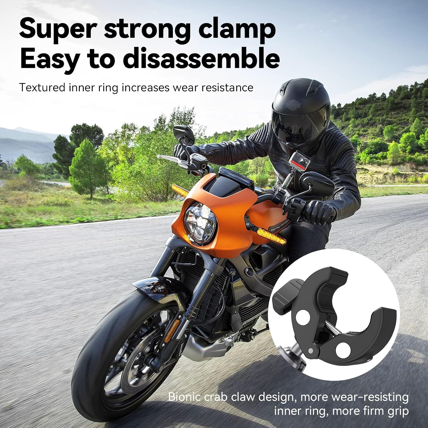 Telesin Handlebar Mount for Action Cameras | 360° Ball Joint Camera Clamp Mount
