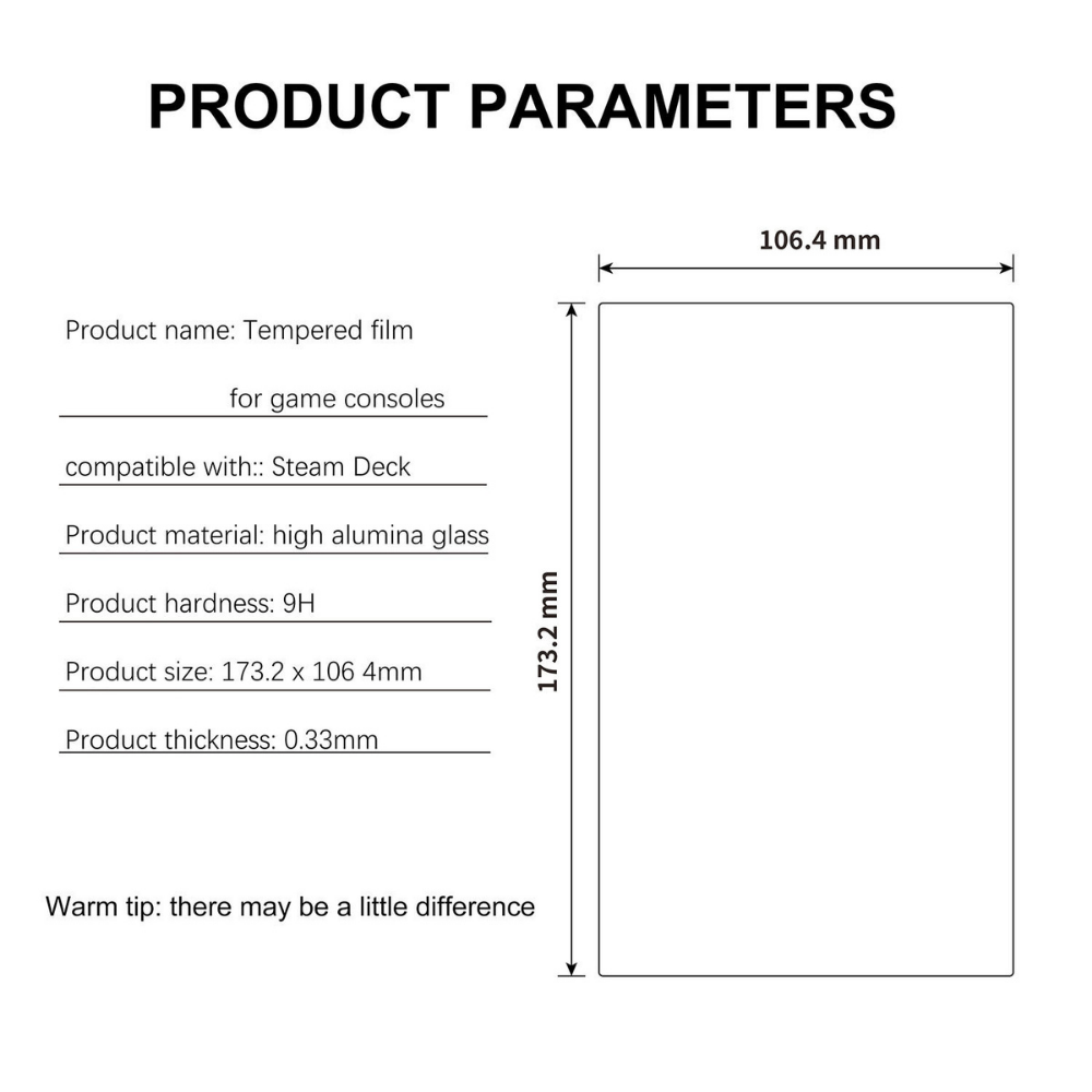 9H tempered glass screen protector for Steam Deck