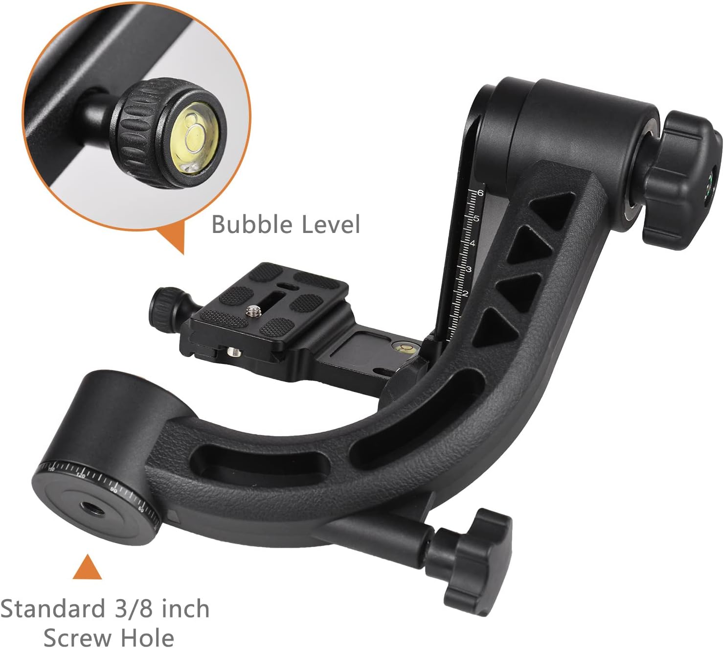 Heavy Duty Tripod Gimbal Head – 360° Panoramic Aluminum Mount with Arca-Swiss Quick Release