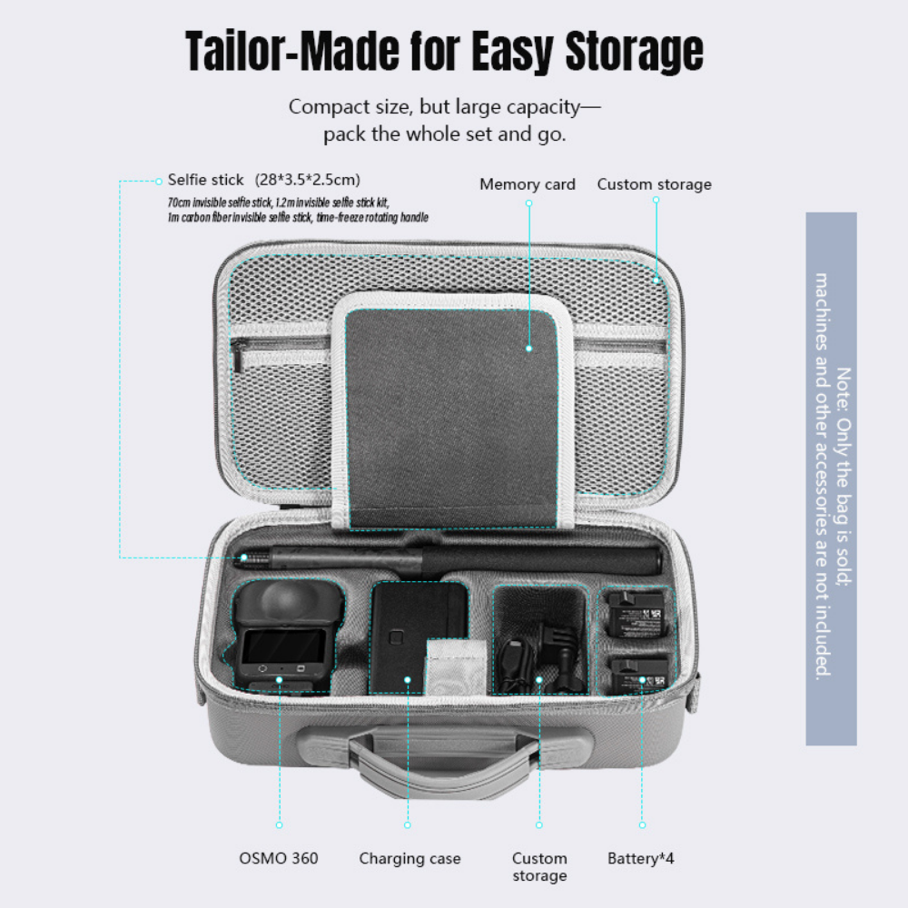 Hard shell protective bag for DJI OSMO 360 panoramic action cam