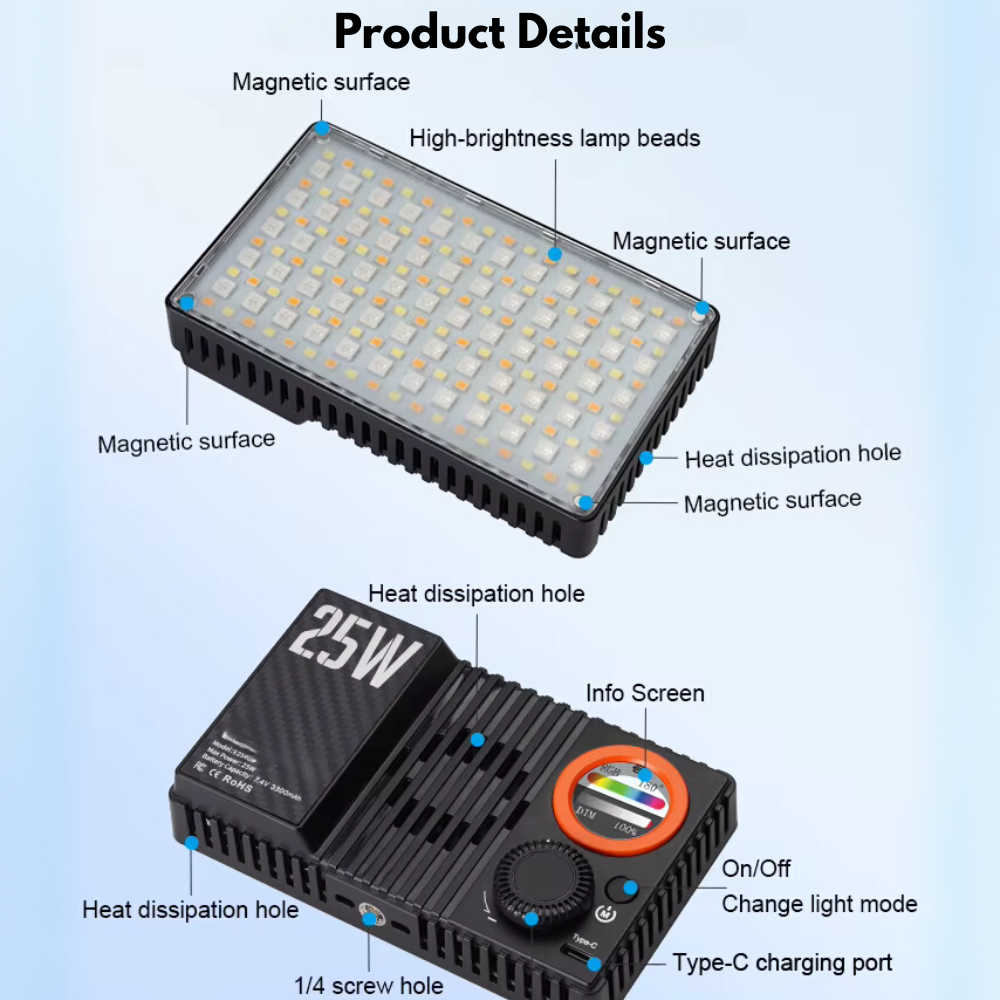 Portable RGB video light with wide color temperature range