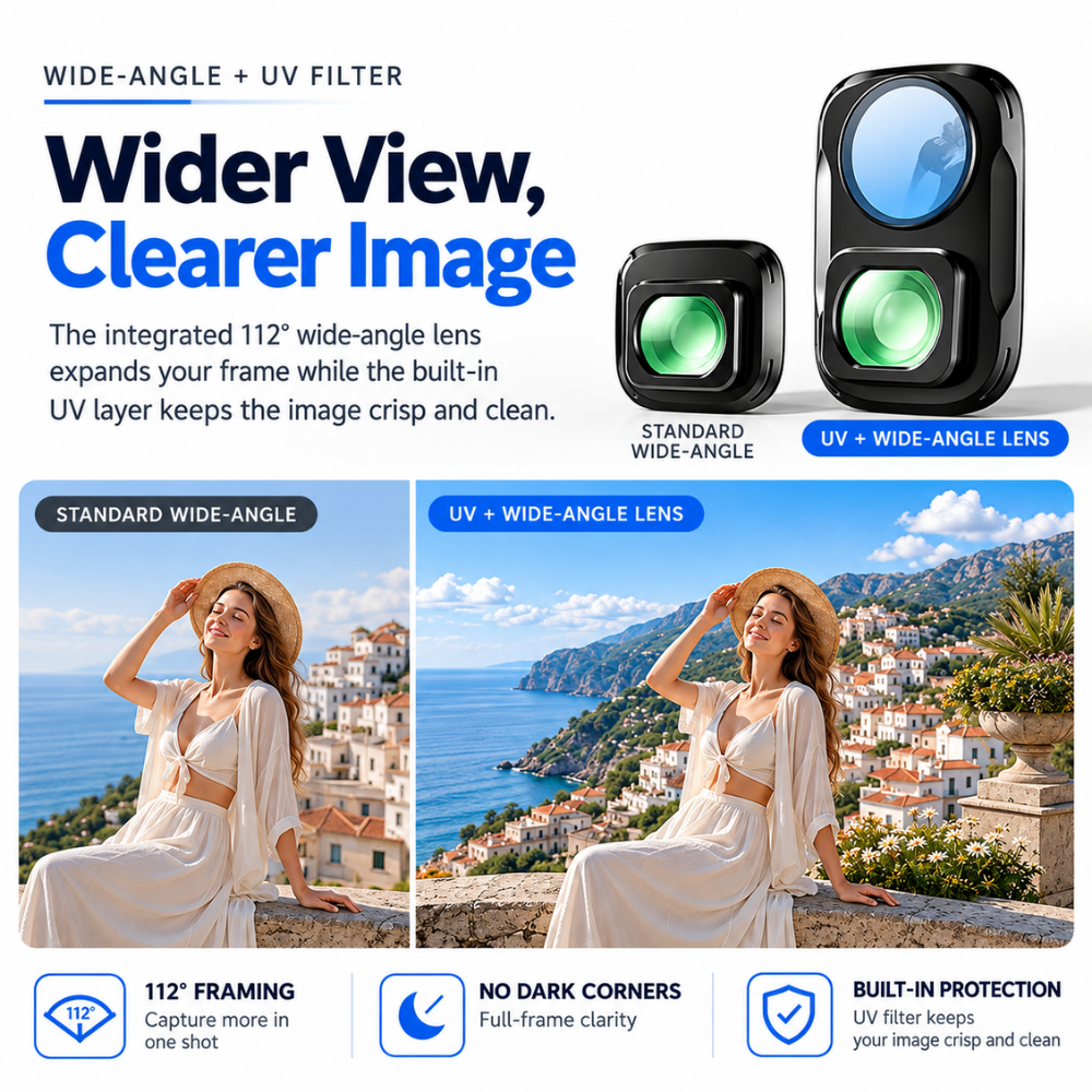Magnetic wide angle filter for travel photography