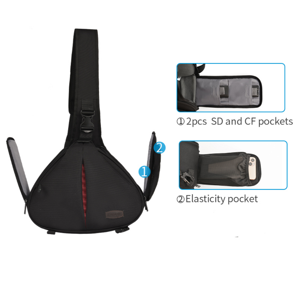 CADeN camera bag showing detachable padded dividers and storage pockets