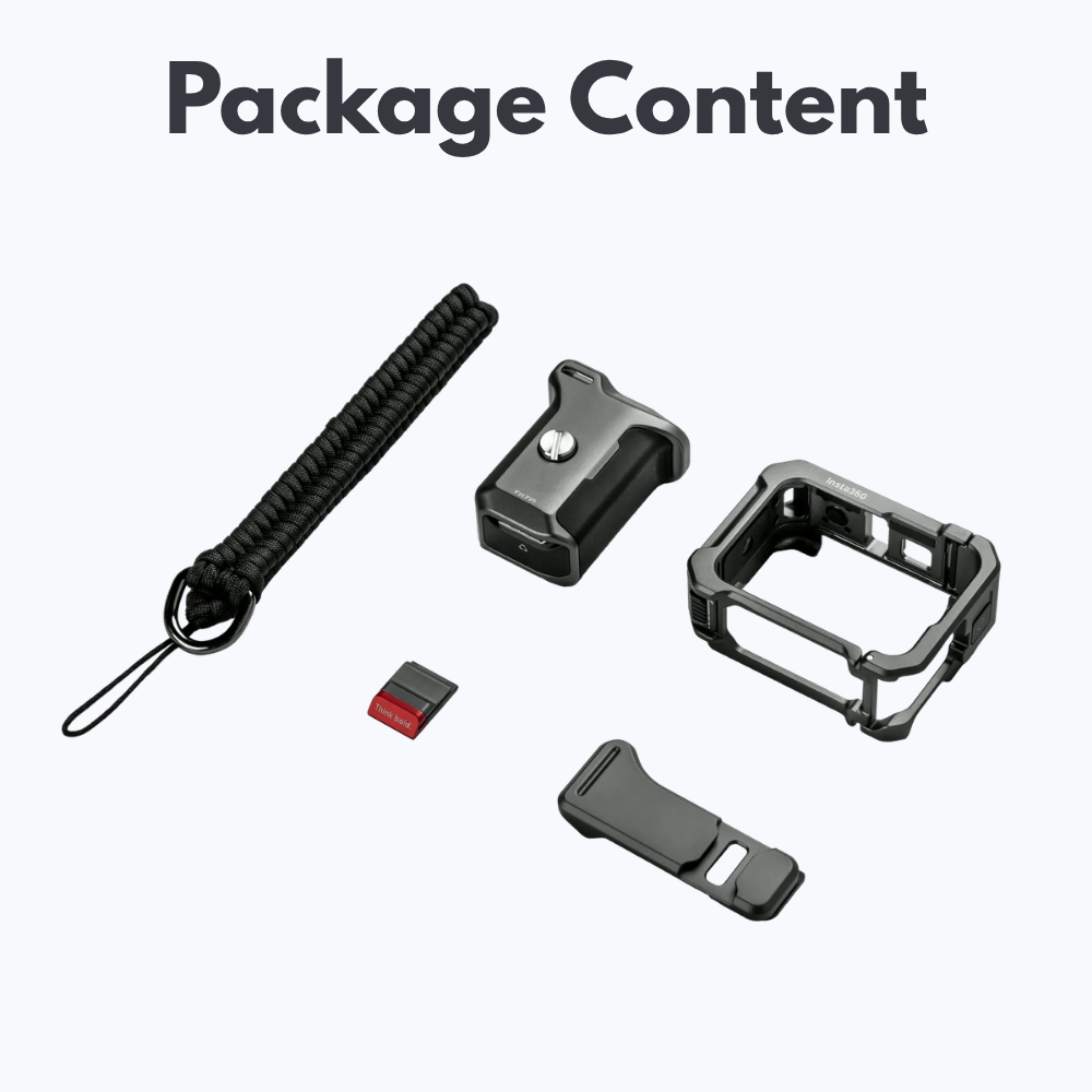 action camera grip with accessory mount frame