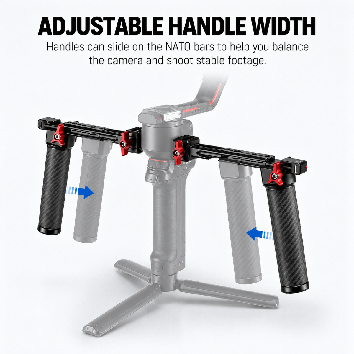Grey grip dual handle kit with red locking knobs