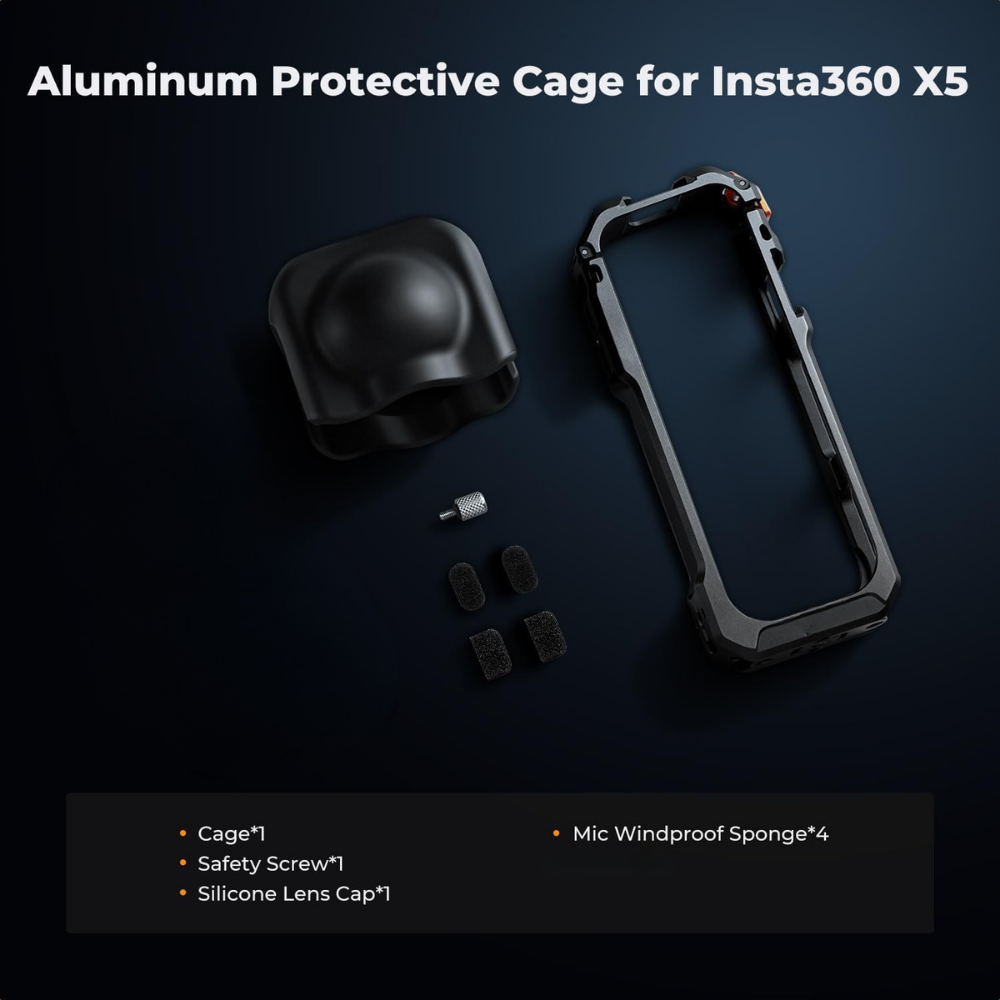 Aluminum Cage for Insta360 X5 Camera with Cold Shoe Mount