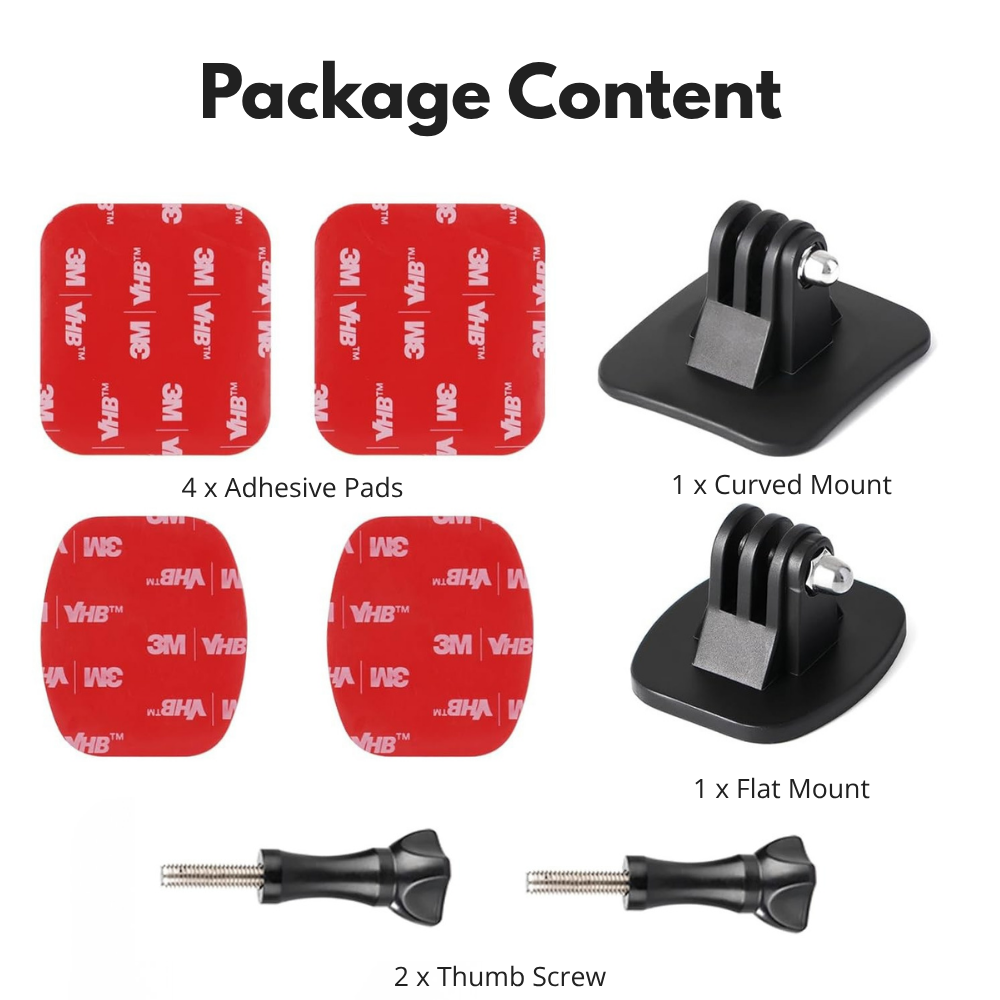 action camera curved mount flat mount accessory kit