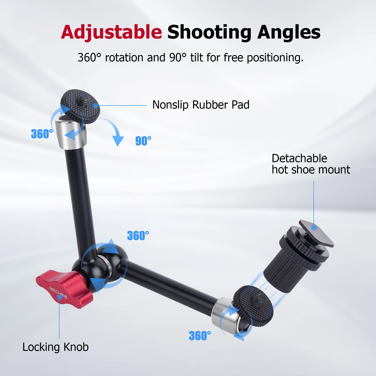Aluminum alloy magic arm for lights, monitors, and camera rigs
