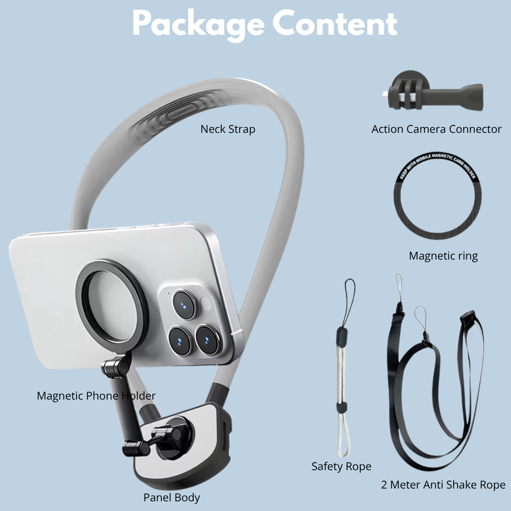 Portable neck-mounted camera holder for outdoor sports filming