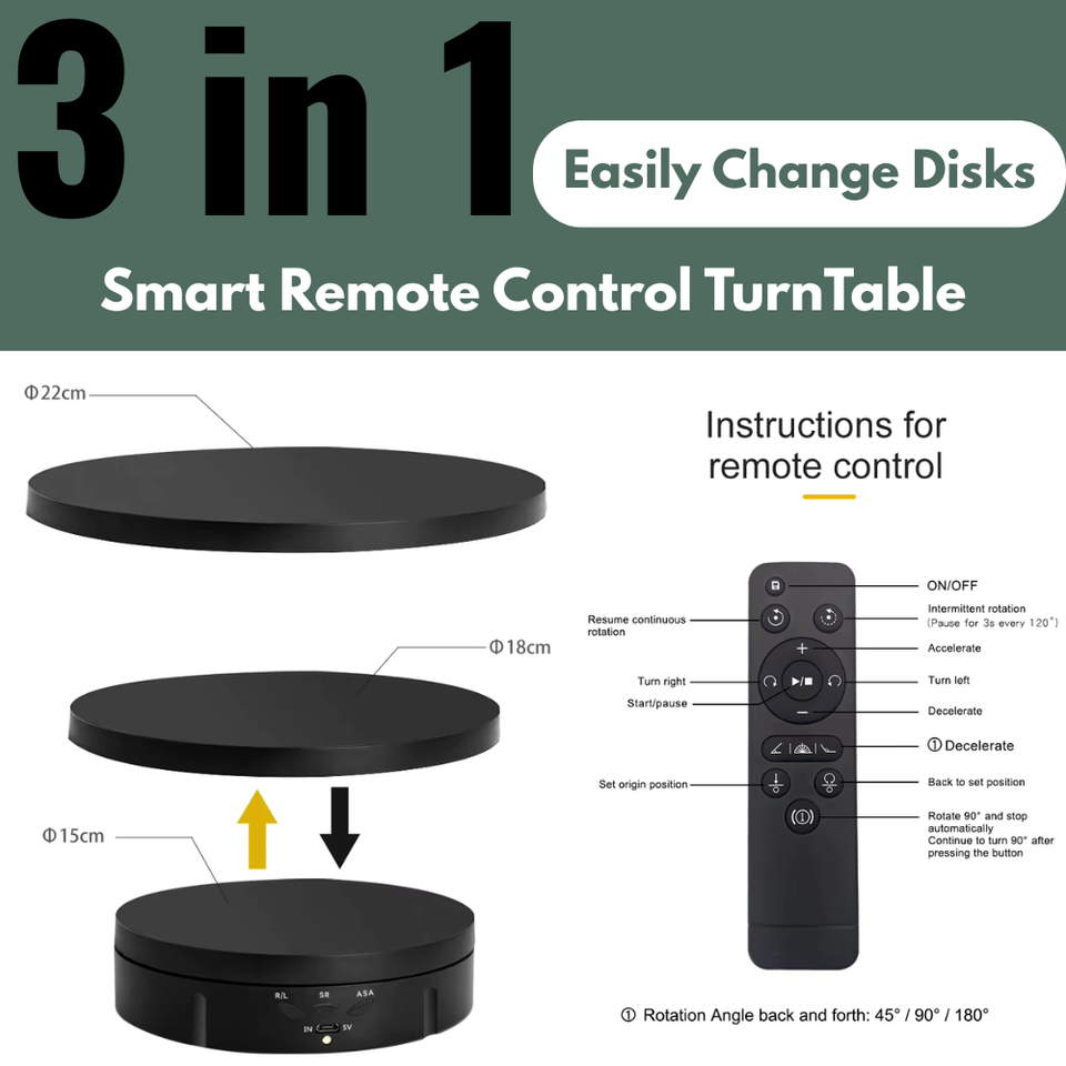 Remote-controlled rotating turntable for photography use