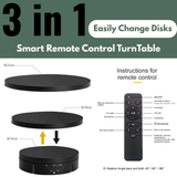 Remote-controlled rotating turntable for photography use