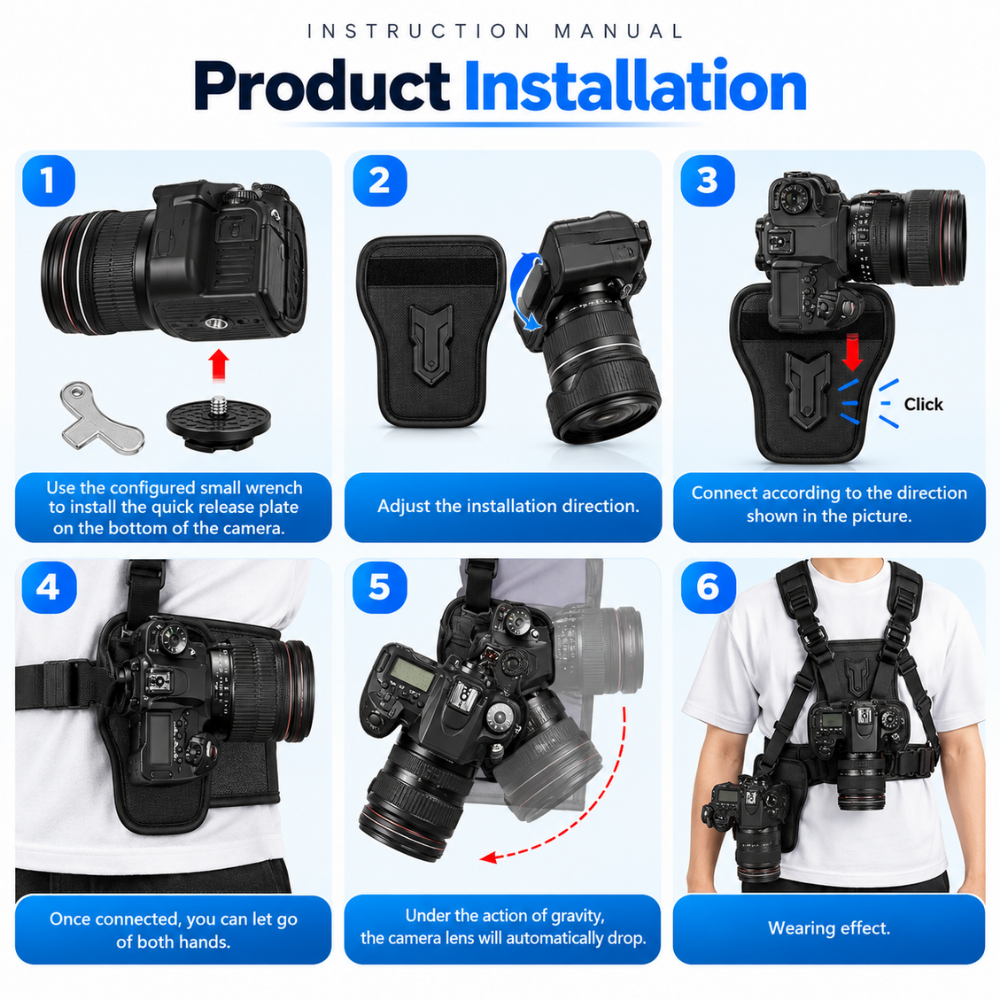 Photography Vest Strap with Waist Hanging Board