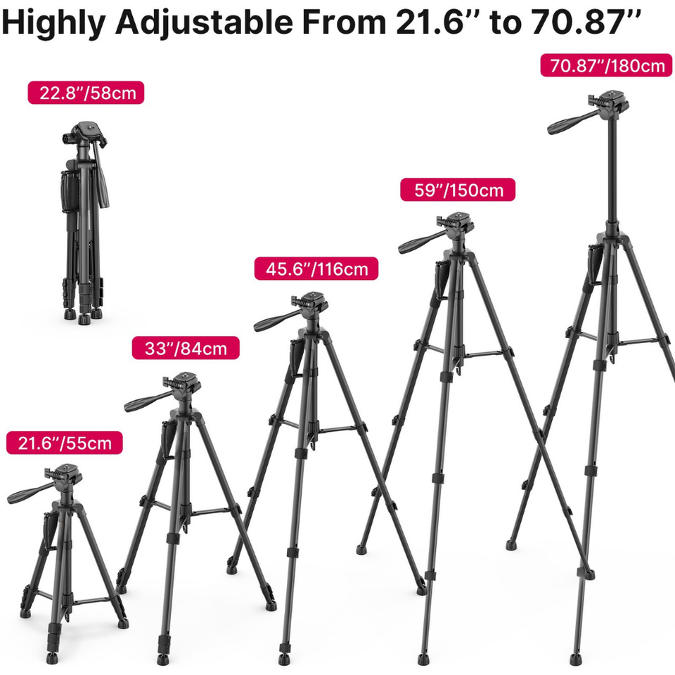 Durable aluminium build tripod for stable video recording
