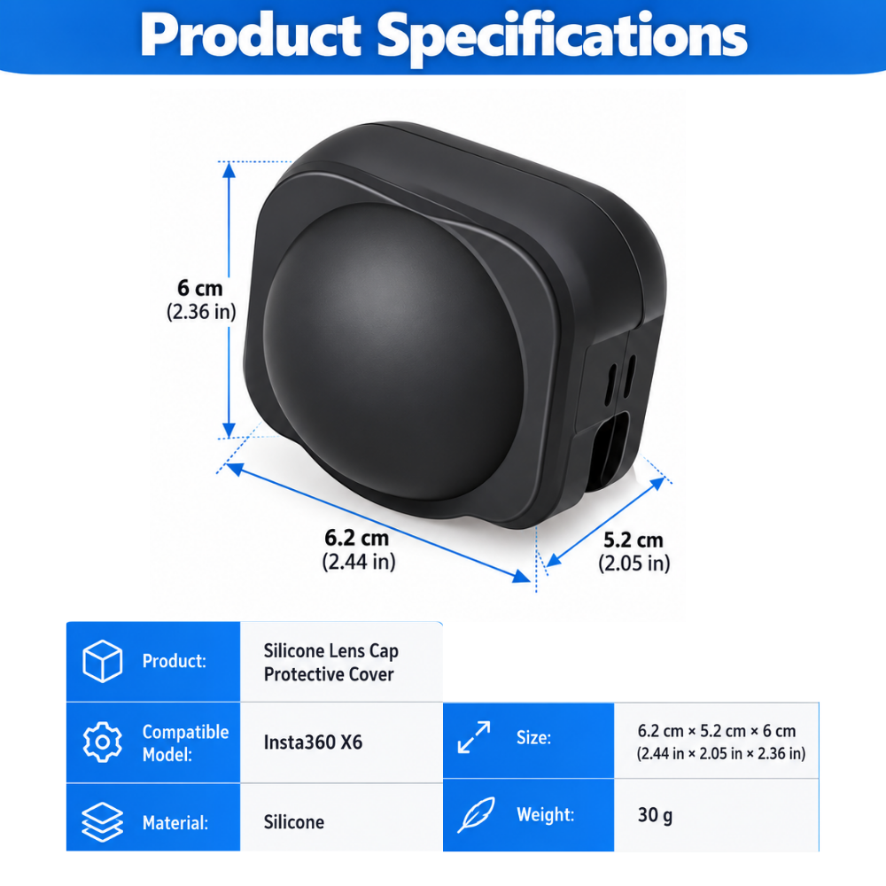 Lightweight silicone lens protector for Insta360 X6