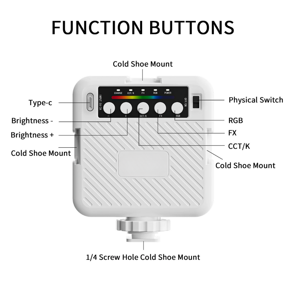 rgb camera light with 1 4 screw mount for cameras tripods