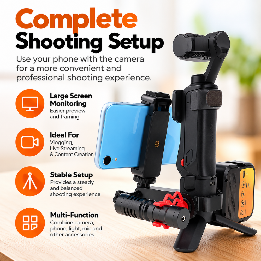 Phone extension bracket with dual cold shoe interfaces