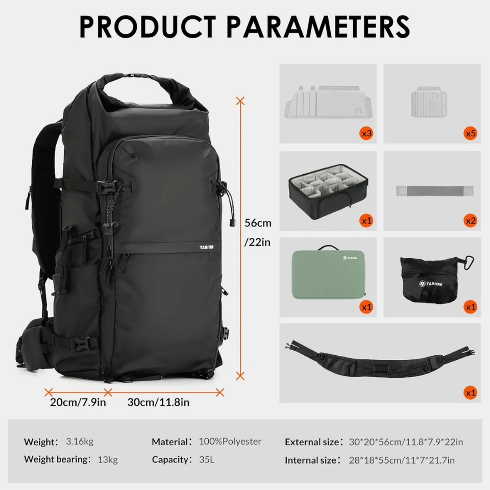 Professional photography hiking backpack for travel and outdoor shoots