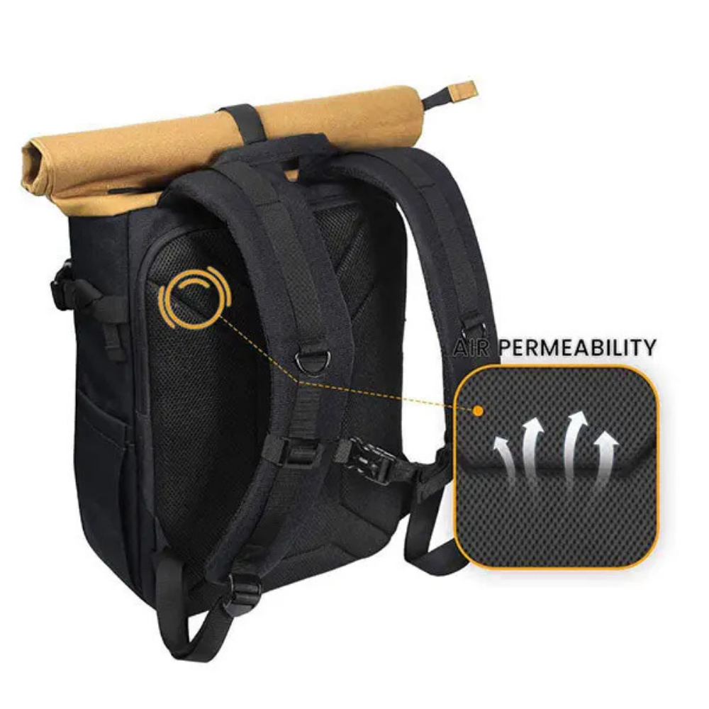 Canvas DSLR camera backpack with laptop space and waterproof design
