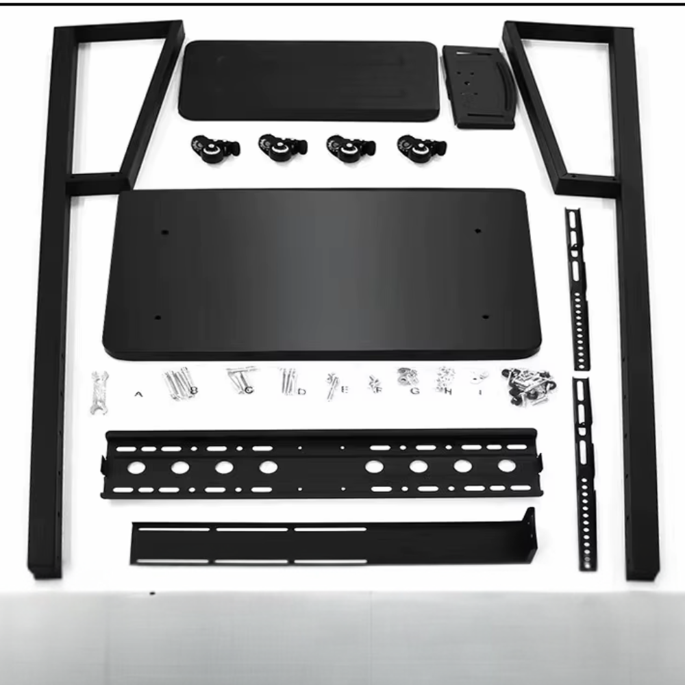 Rolling TV stand with shelf for screens and accessories storage