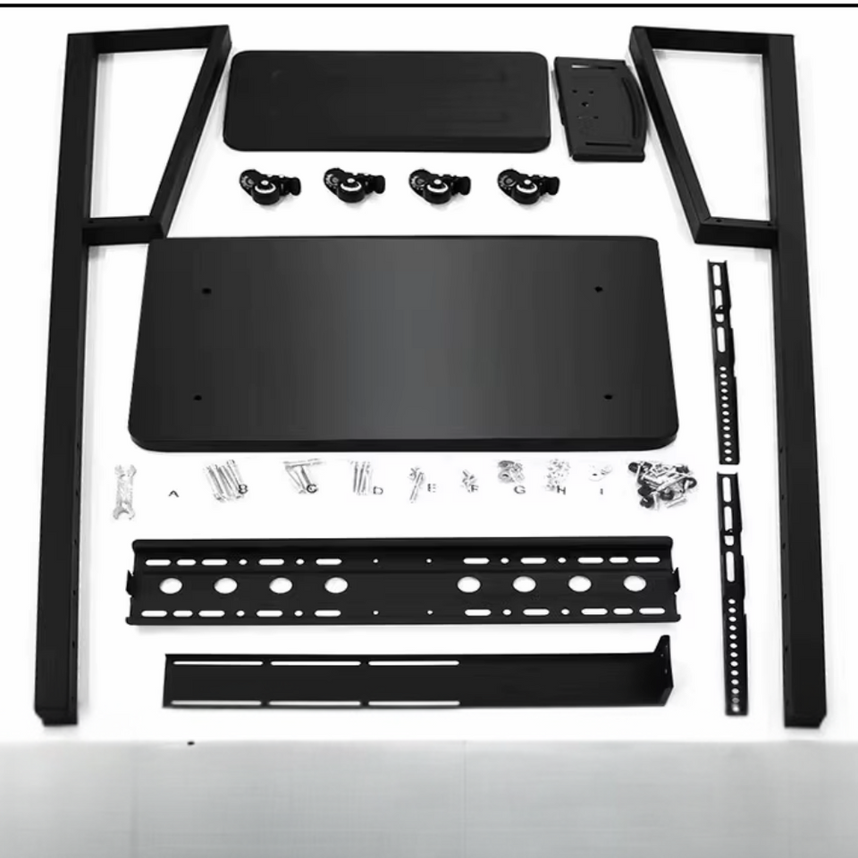 Rolling TV stand with shelf for screens and accessories storage