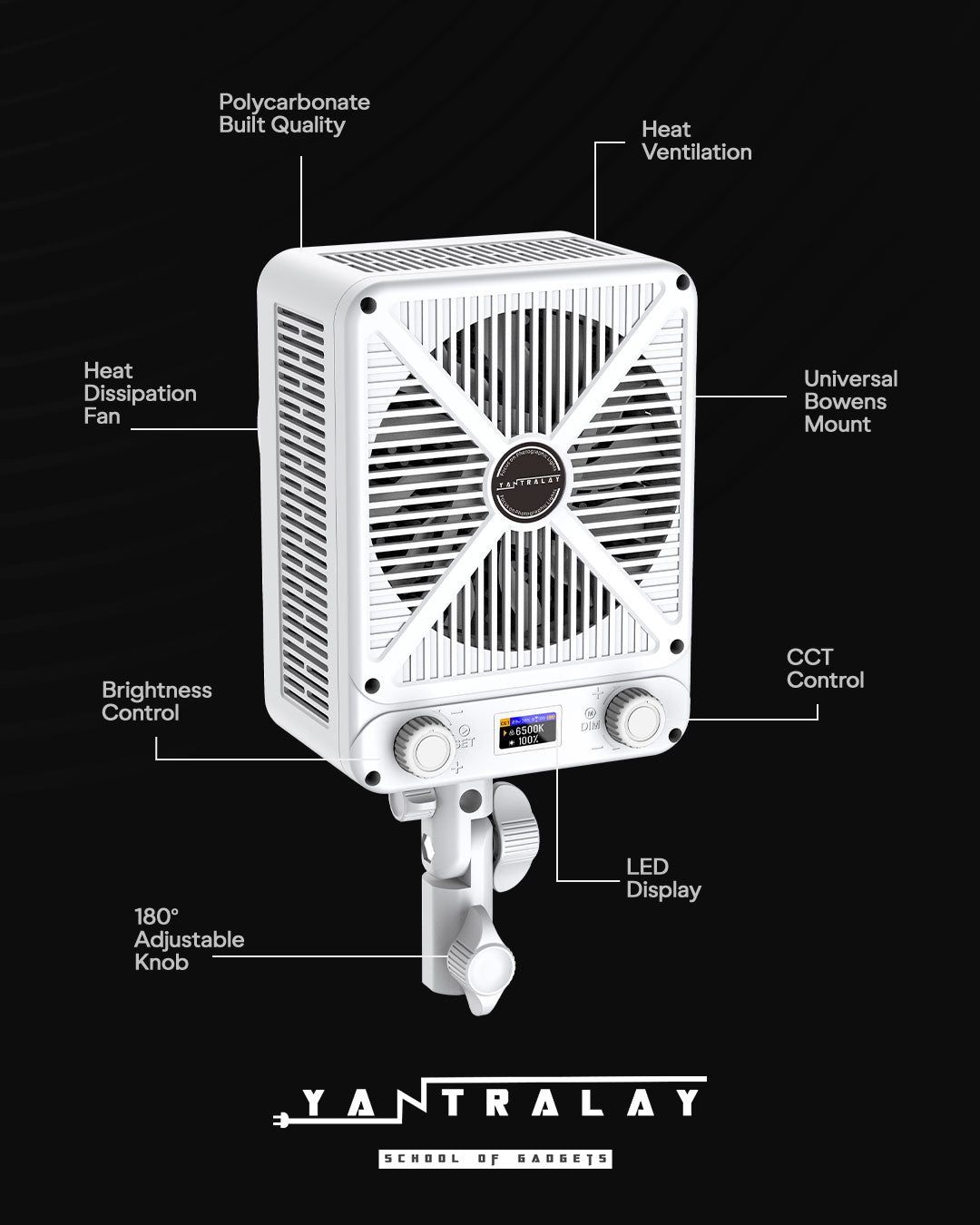 Studio LED light 2700–6500K for video shooting 