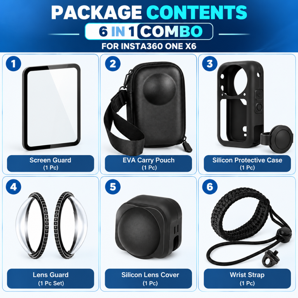 Insta360 X6 camera protection and storage combo