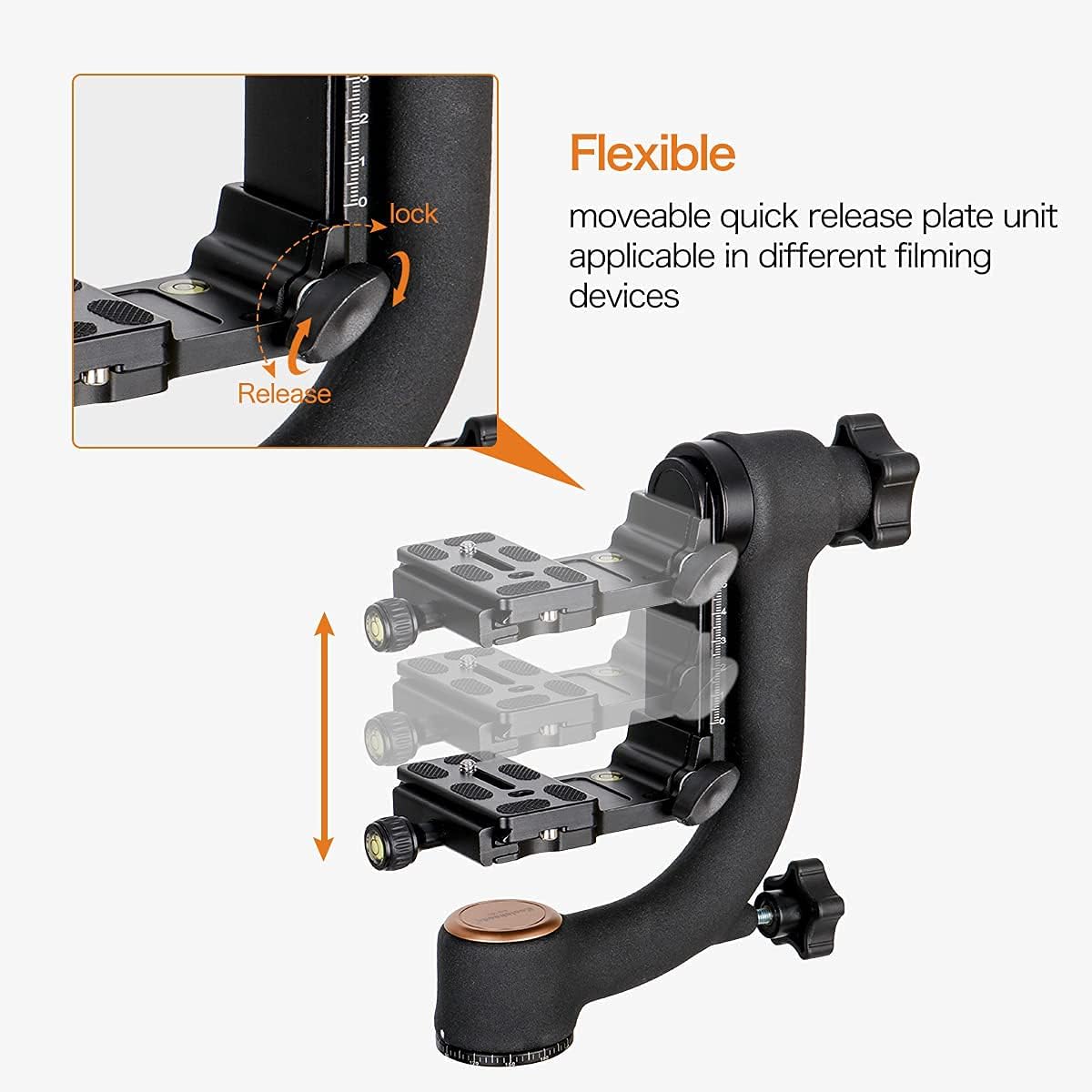 Heavy Duty Tripod Gimbal Head – 360° Panoramic Aluminum Mount with Arca-Swiss Quick Release