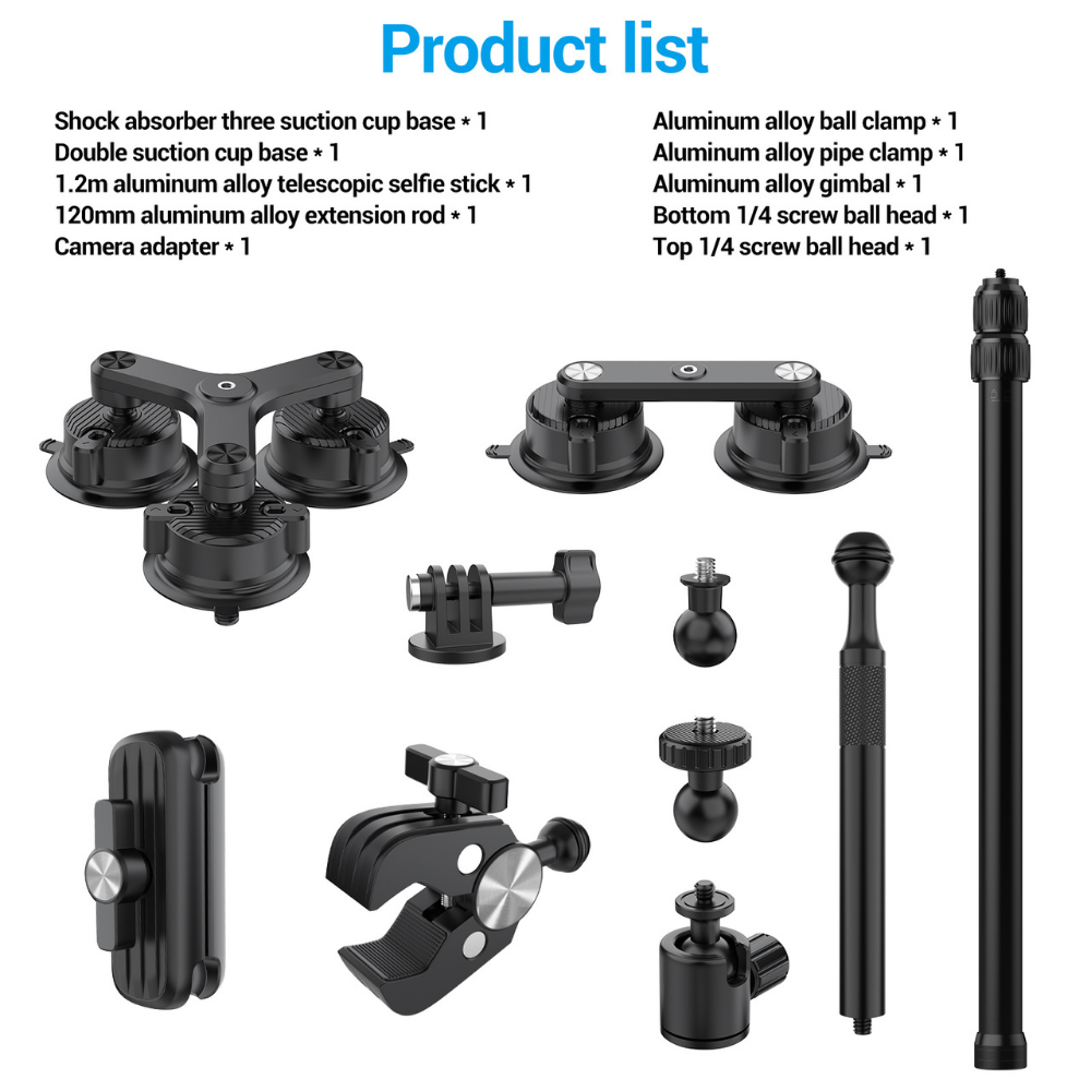 Multi-Angle Car Camera Mount with Long Extension Pole