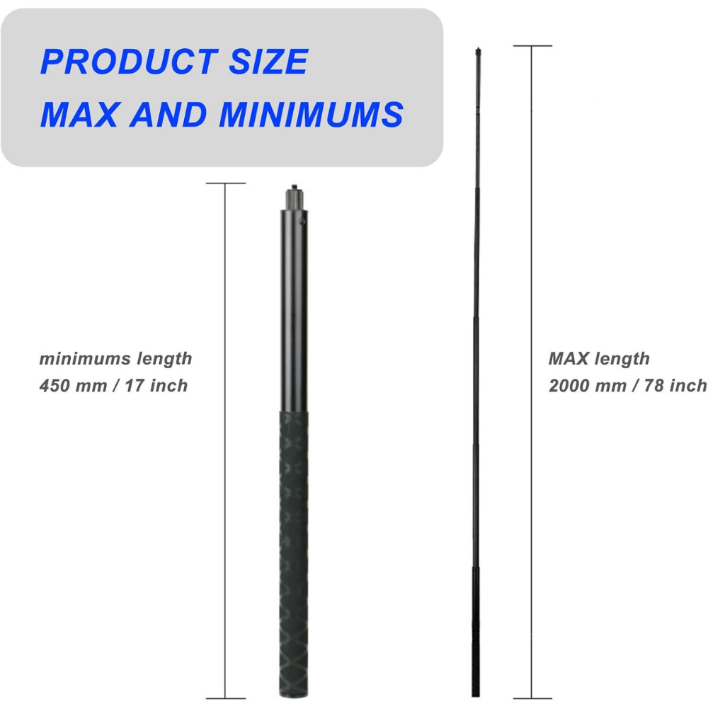 Invisible Selfie Stick for 360 Cameras | Lightweight Aluminum Extension Pole with 1/4 Mount | Compatible with Insta360 X5/ X4/X3, DJI Osmo 360 and GoPro Max