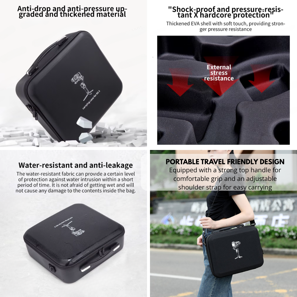 Shock resistant travel storage case for DJI RS 5 gimbal
